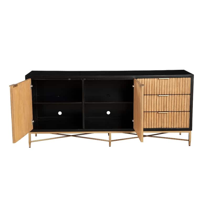 Origins by Alpine Larsen TV Console in Black - 64 inches in width