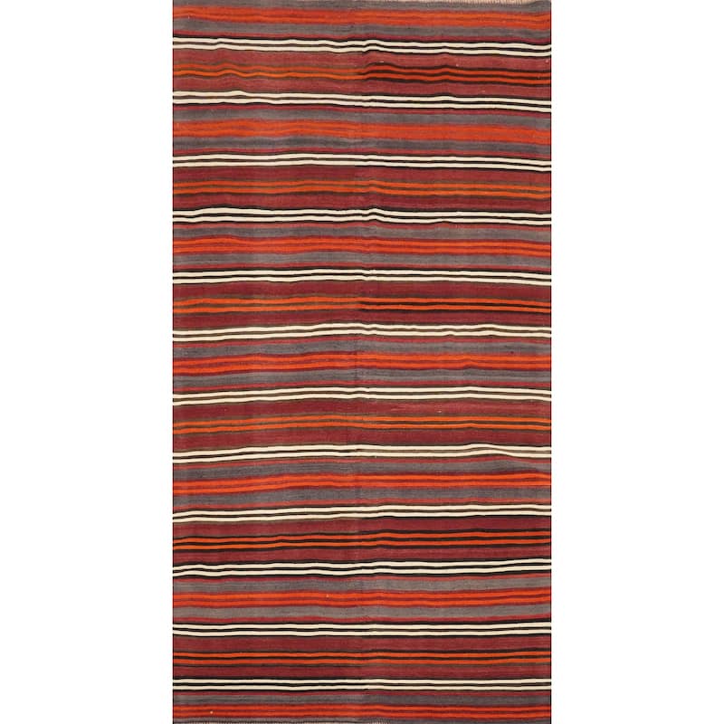 Hand Woven Oriental 100% Wool Carpet Southwestern Geometric Multi-Colored Kilim Area Rug - 10' 2'' X 5' 2''