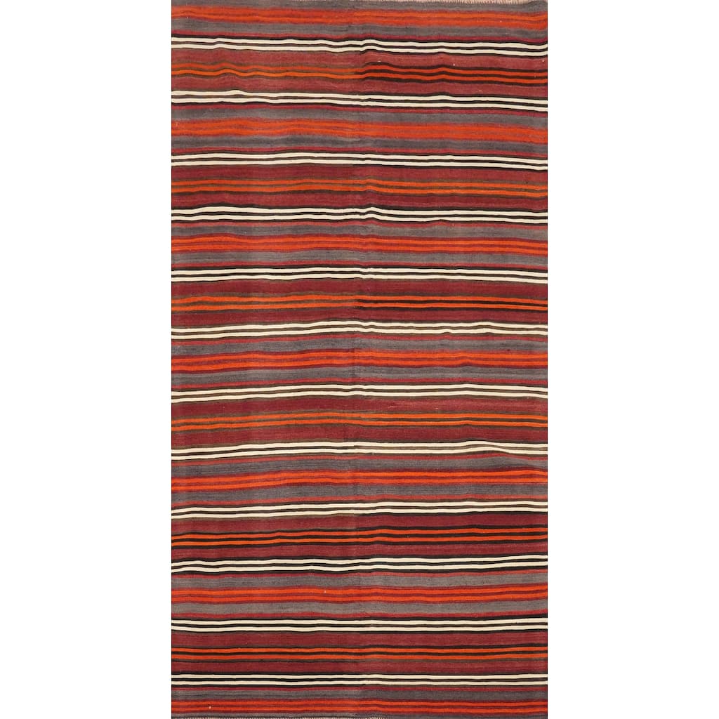 Hand Woven Oriental 100% Wool Carpet Southwestern Geometric Multi-Colored Kilim Area Rug - 10' 2'' X 5' 2''