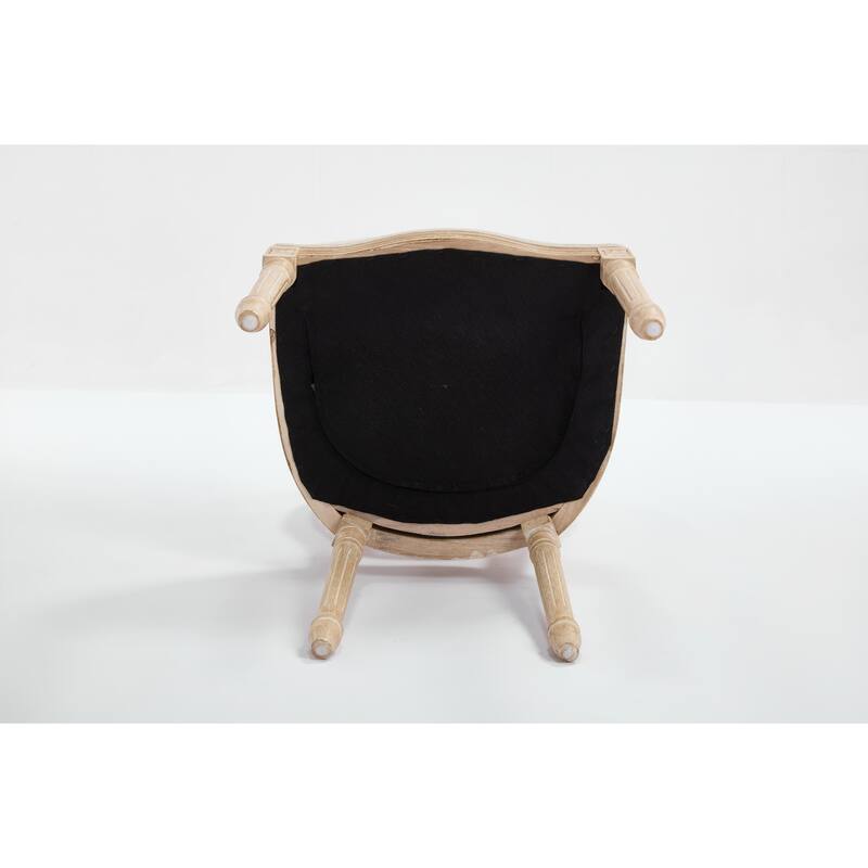 Set of 2 French Country Dining Chairs, Upholstered with Natural Rattan Round Back