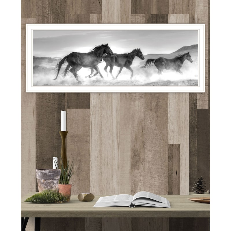 TrendyDecor4U Coastal "Horses Rolling By" Framed Print Wall Art