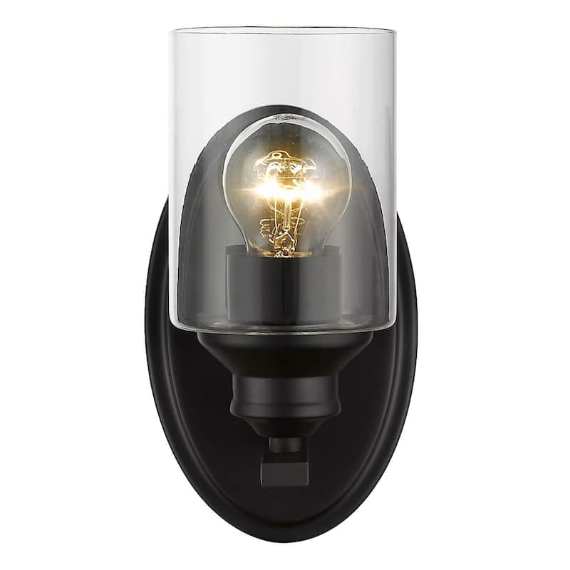 Modern Wall Sconce 1 Light with Clear Glass Shade and Steel Fixture Damp Rated Reversible Mounting - 9.25" H x 5" W x 5.75" D
