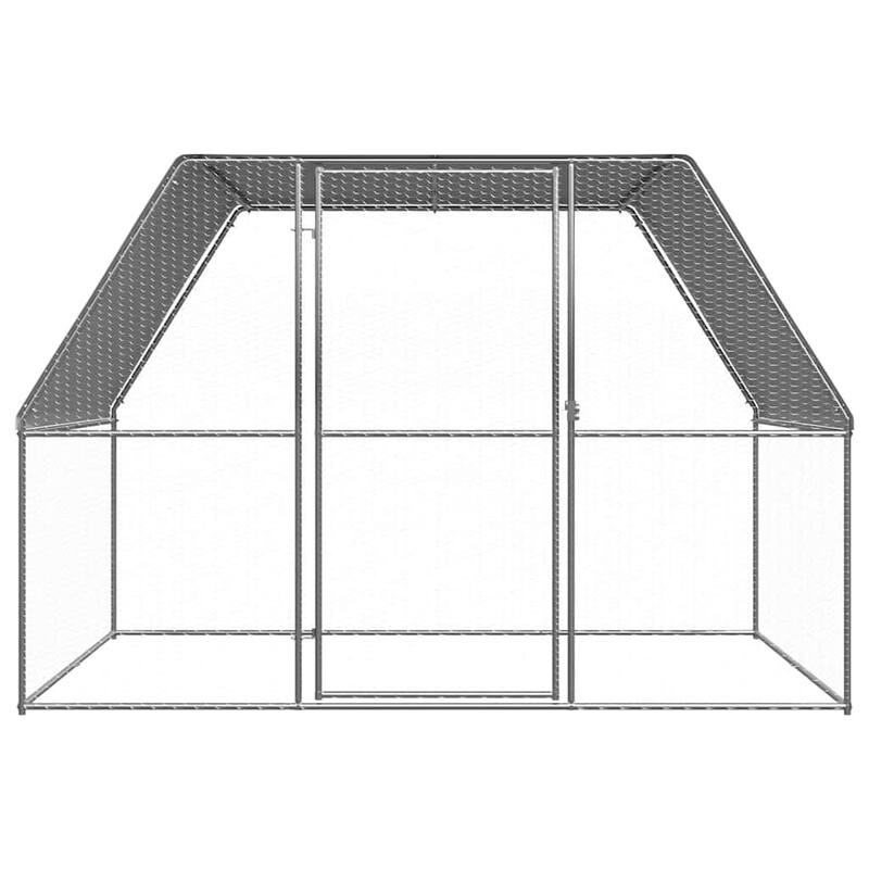 vidaXL Chicken Cage Hen Coop Animal House Silver and Gray Galvanized Steel - 118.1" x 78.7" x 78.7"