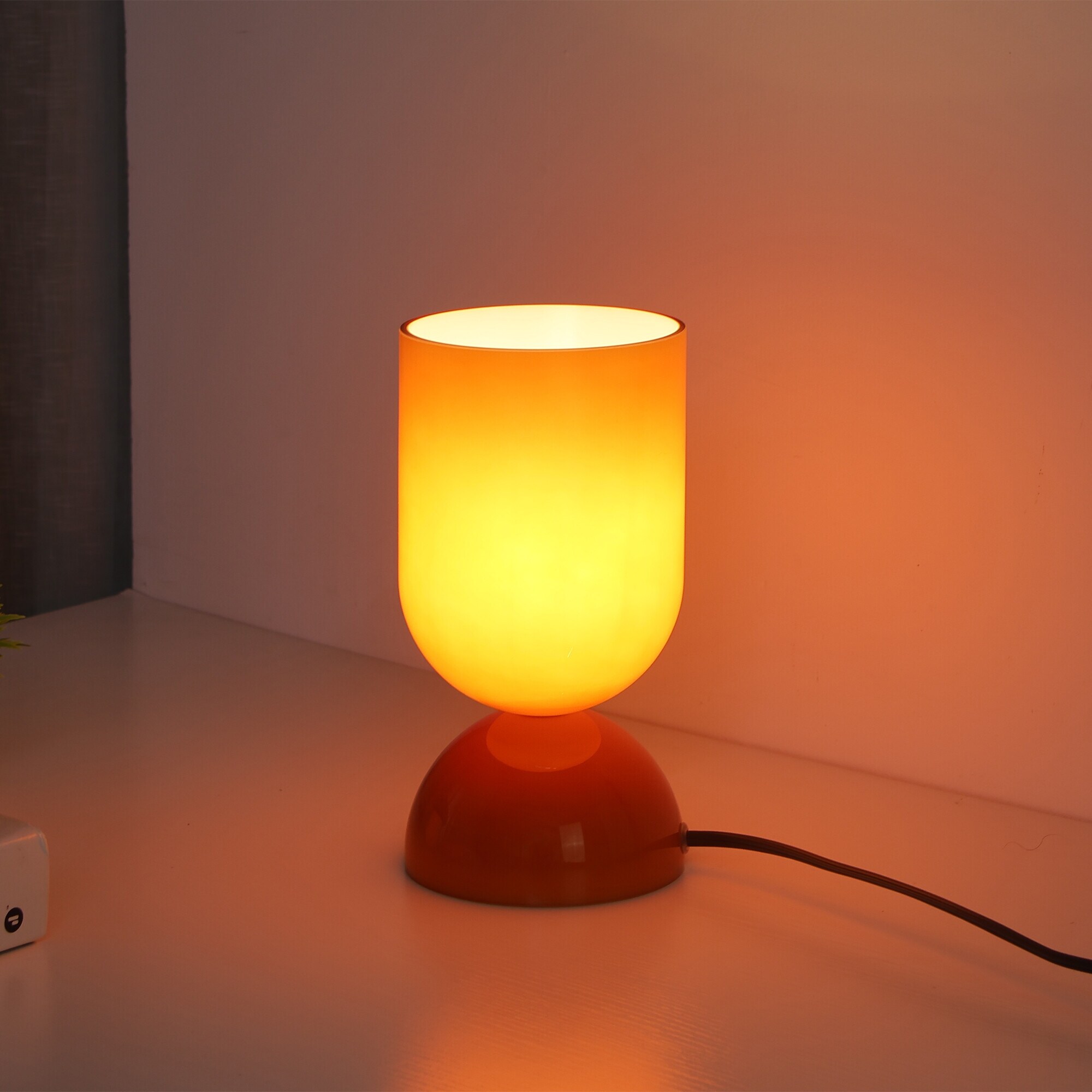 9 in. Modern Orange Glass Small Table Lamp with E12 Base Bulb not included for Living Room Bedside Hallway Kid Room 9 On Sale Bed Bath Beyond 42372865