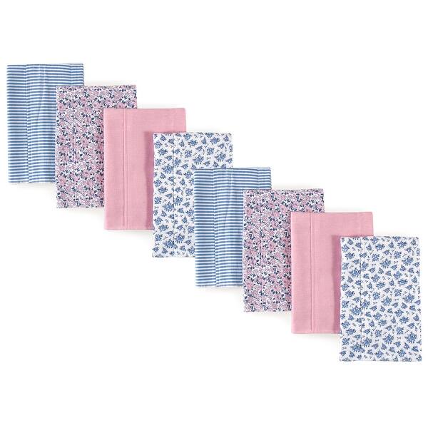 slide 1 of 1, Hudson Baby Boys and Girls Cotton Poly Flannel Burp Cloths 8-Pack Set, Classic Floral, One Size One Size - Classic Floral 8-Pack