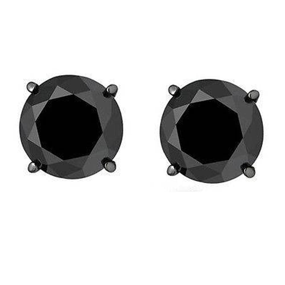 Bliss Diamond 2Ct Black Gold Round Black Diamond Push Back Studs Earrings Gold