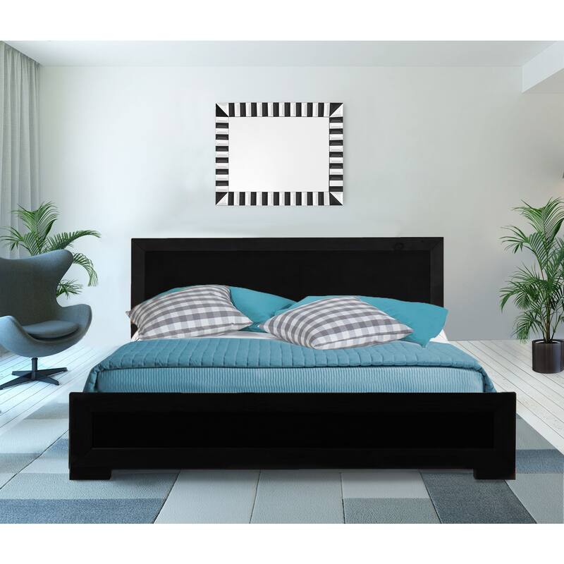 Medieval Platform Bed Frame Queen, Low Profile Modern Bed, Full Slat Support, Easy Assembly, Black