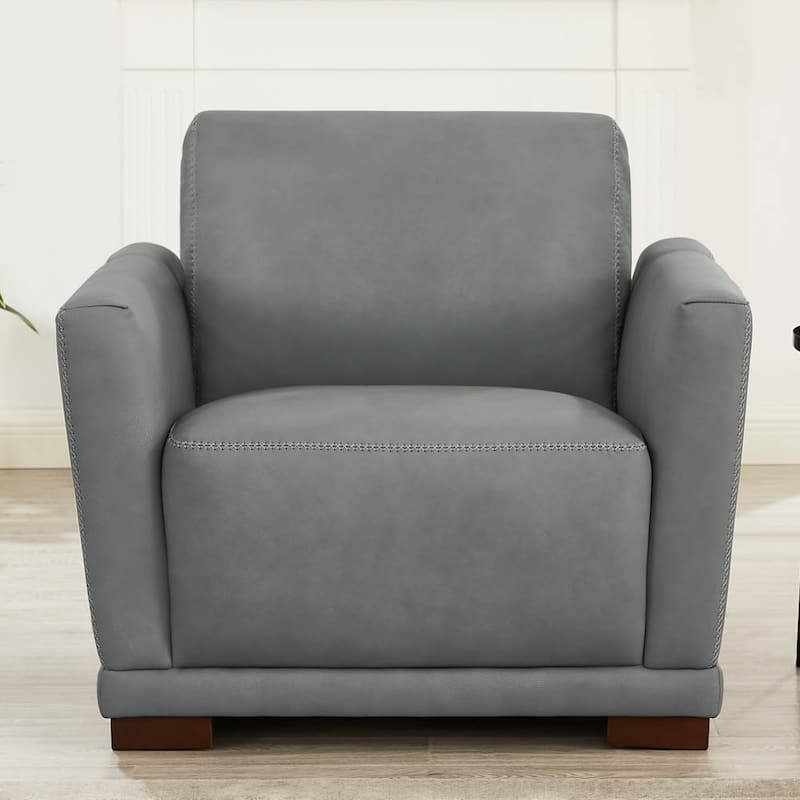 Hydeline Mary Top Grain Leather Chair with Memory Foam and Springs