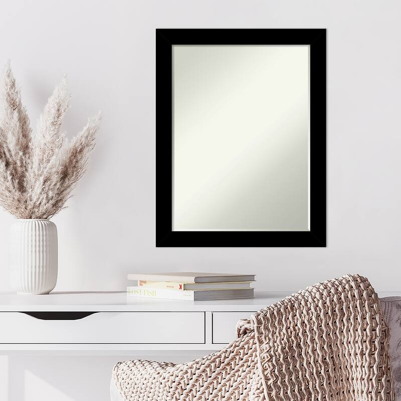 Brushed Half-Inch-Bevel Framed Wall Mirror - Brushed Black - Glass Size 18x24