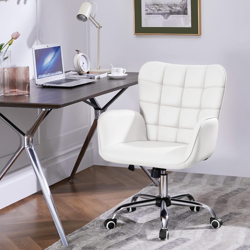 Yaheetech Faux Leather Desk Chair with Padded Armrests Modern Office Chair