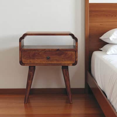 HomeRoots 22" Chestnut Solid Wood Oval One Drawer Nightstand