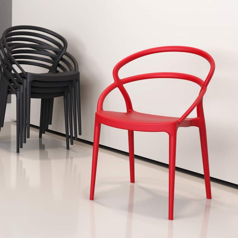 32.25" Red Outdoor Patio Round Dining Chair