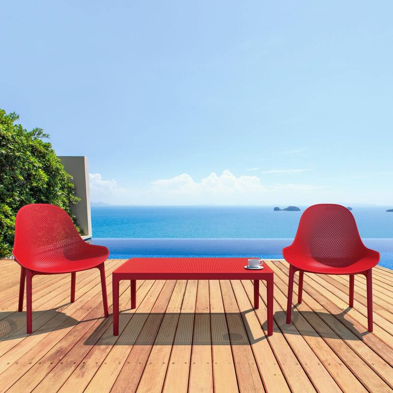 39.5" Red Patio Solid Rectangular Lounge Coffee Table