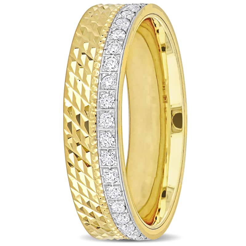 Miadora 1/2ct TGW Cubic Zirconia Eternity Textured Wedding Band 14k Yellow Gold