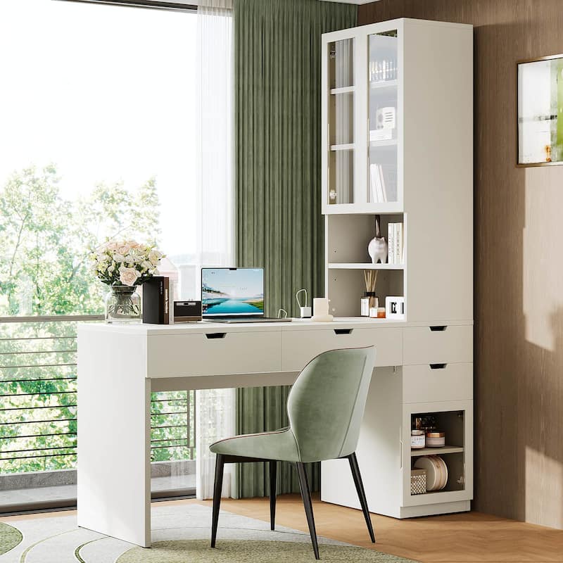 Makeup Vanity Desk Dresser Table with Mirror, Drawers, Storage Cabinet