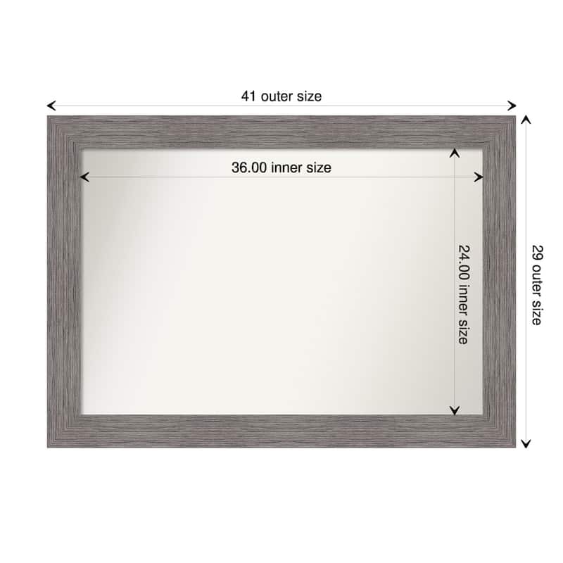 Non-Beveled Wall Mirror - Pinstripe Plank Grey Frame - 41 x 29 in - Pinstripe Plank Grey