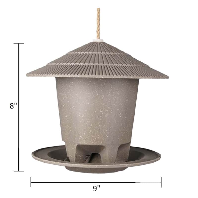 Earthy Sustainable Deluxe Outdoor Round Bird Feeders 8.6"Dia x 7.5"H