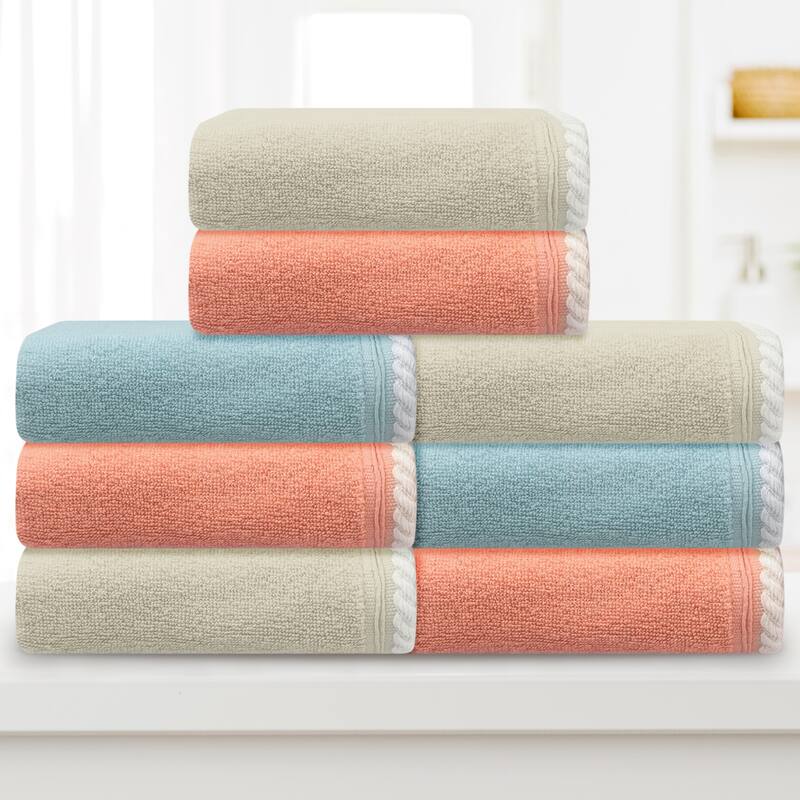 Solid Cotton Hand Towels, Absorbent and Quick Drying Towel for Bathroom, Travel, Camp 14" x 28" Light Red