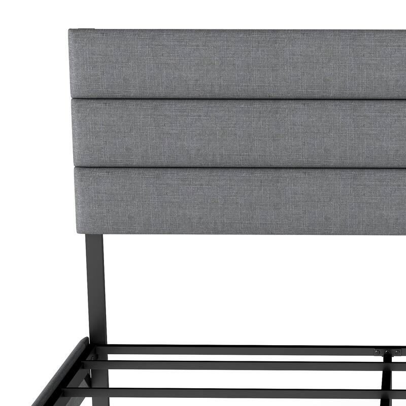 Bedroom Platform Bed Frame with Upholstered Headboard, 14" Underbed Storage, No Box Spring Required