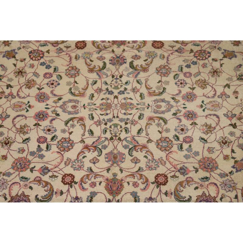Vegetable Dye Signed Tabriz Persian Antique Rug Handmade Wool Carpet - 9'3"x 13'0"