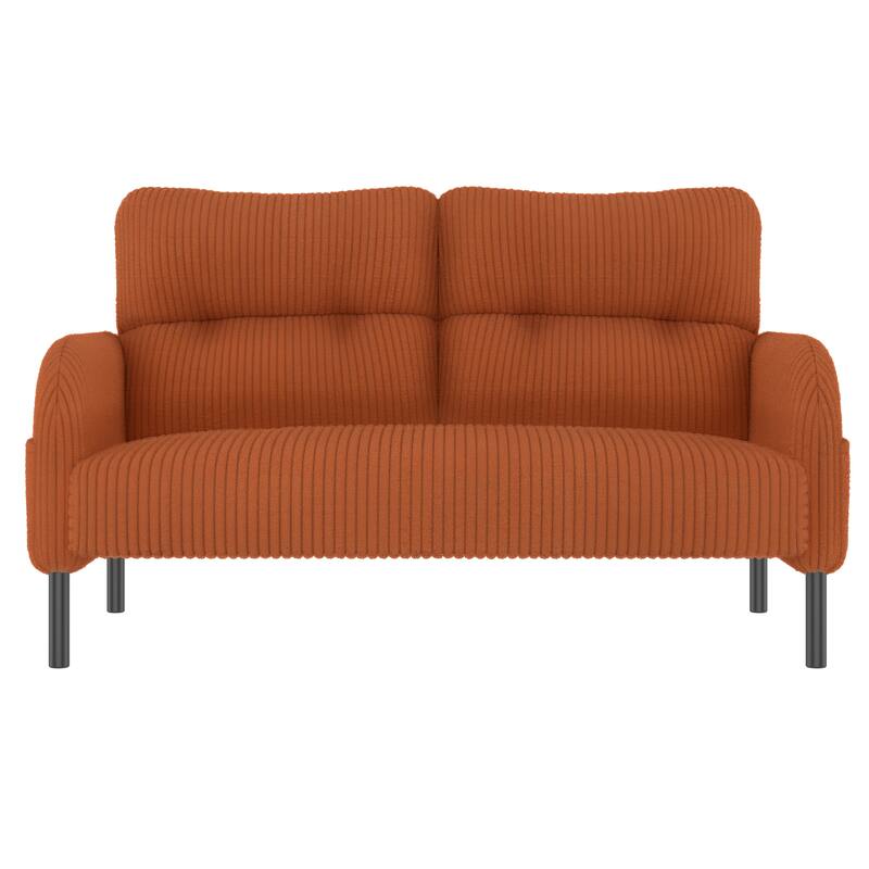 Corduroy Foam Upholstered Loveseat Couch Ergonomic Lounge Sofa with Side Pockets and Solid Wood Frame Soft 2 Seater Sofa