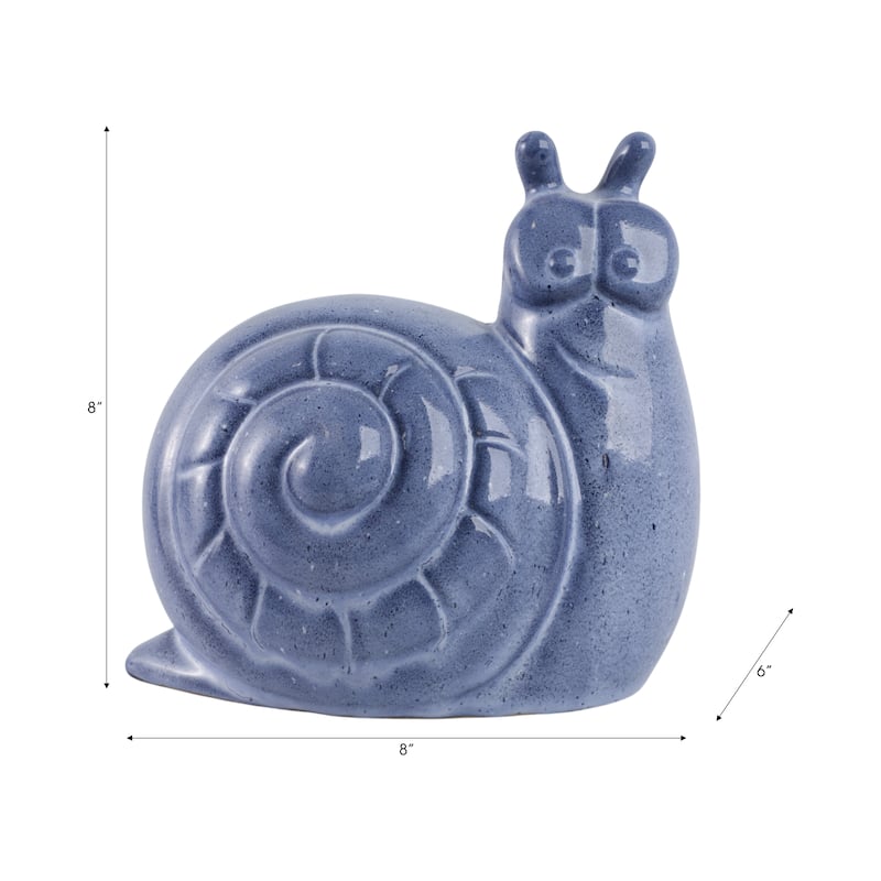 Pottery Clay Decorative Garden Statue Snail Sculpture Reactive Finish