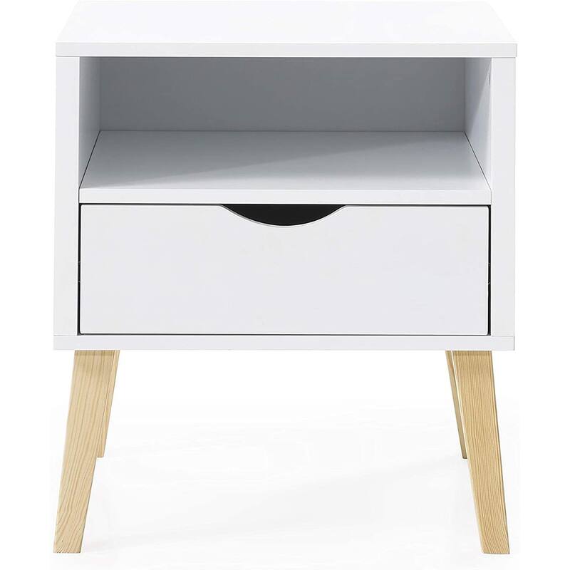 Mid-Century Modern Nightstand - White Accent Table