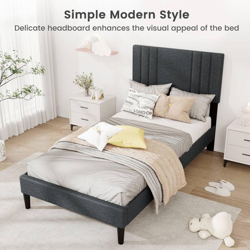 Gymax Twin / Full / Queen Size Bed Frame w/ Vertical Channel Tufted