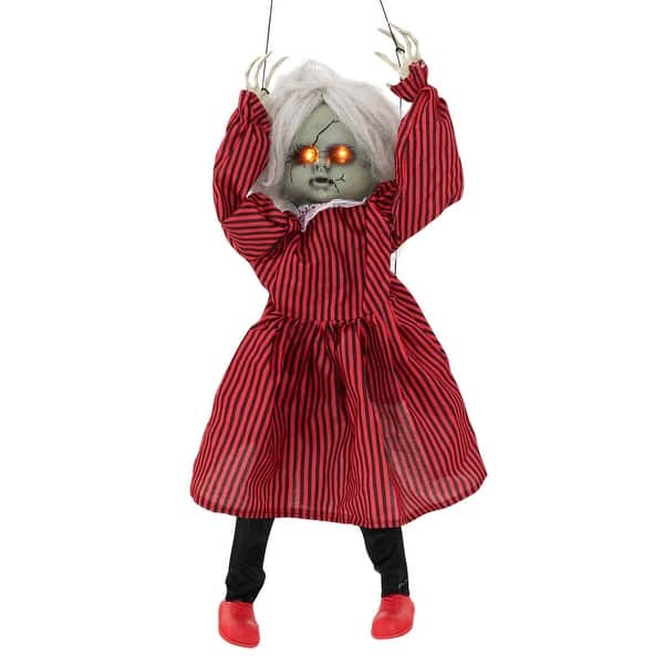 2.8 FT Halloween Animated Doll on a Swing Hanging Creepy Decoration ...