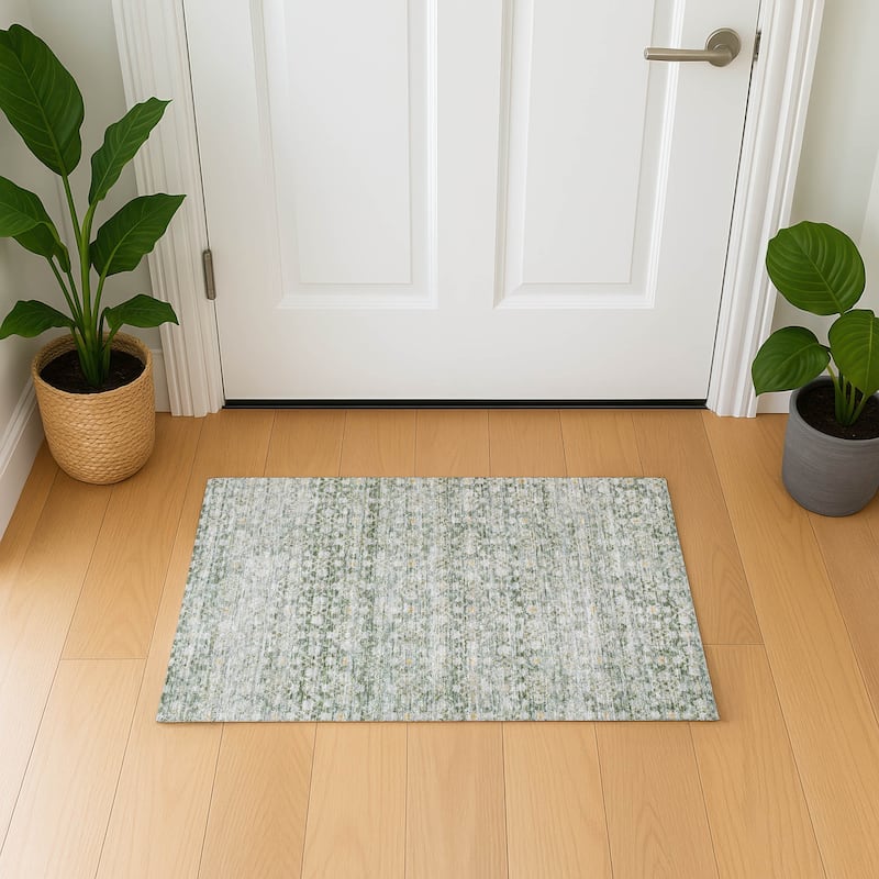 Premium Washable Super Soft Vintage Traditional Mayfield Rug - Green - 1'8" x 2'6"