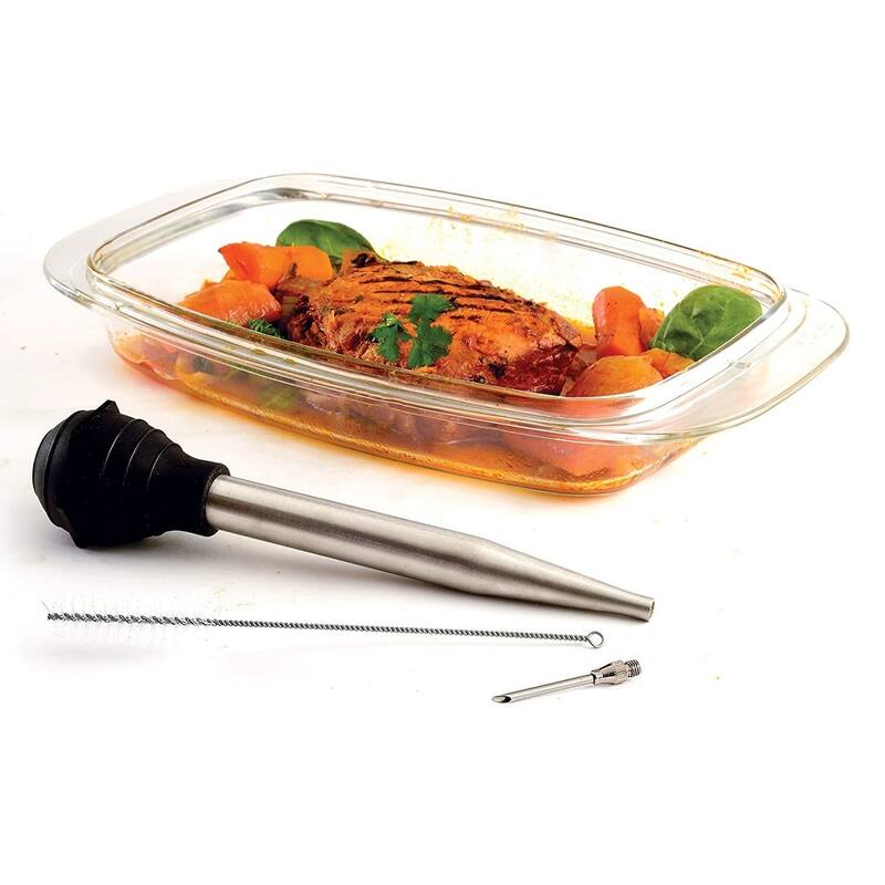 Norpro Deluxe Stainless Steel Turkey Baster with Flavor Injector and Cleaning Brush