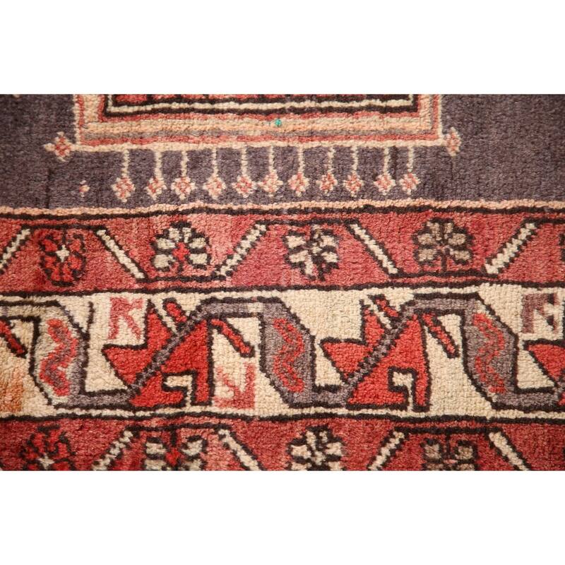 Geometric Ardebil Persian Vintage Runner Rug Hand-Knotted Wool Carpet - 3'10"x 8'6"