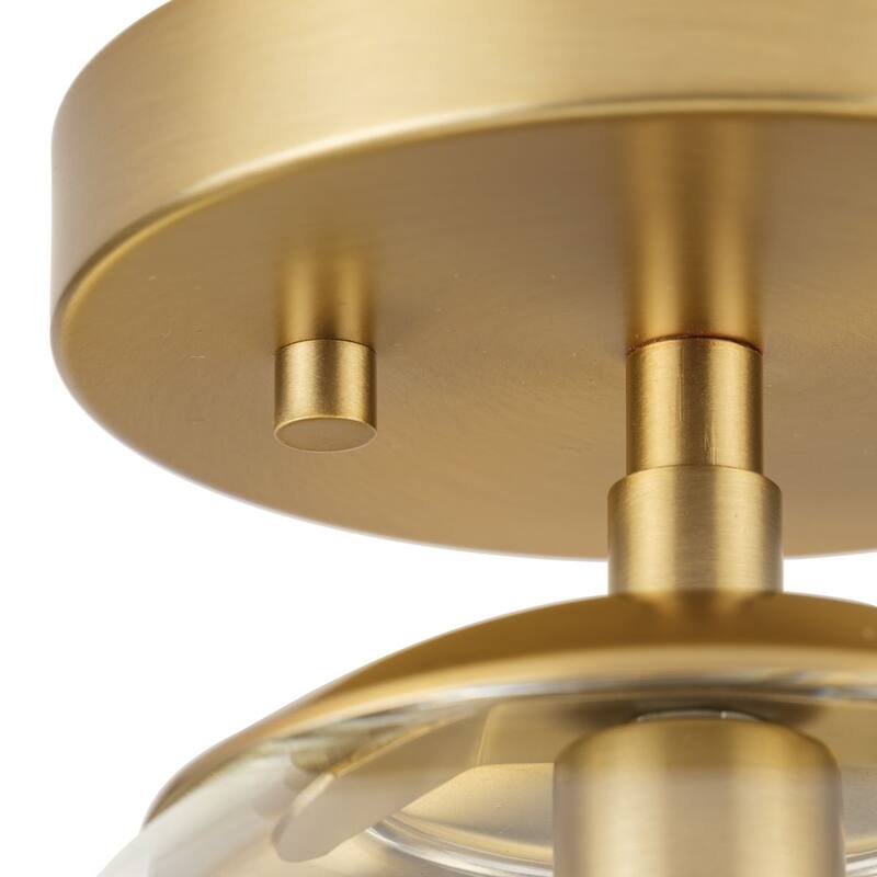 Atwell Collection One-Light Brushed Bronze Mid-Century Modern Semi-Flush Mount - 5.87 in x 5.87 in x 7.87 in