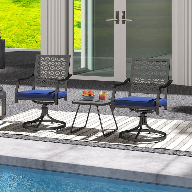 Costway 2 PCS Outdoor Swivel Chairs Patio Dining Chairs with Padded - See Details
