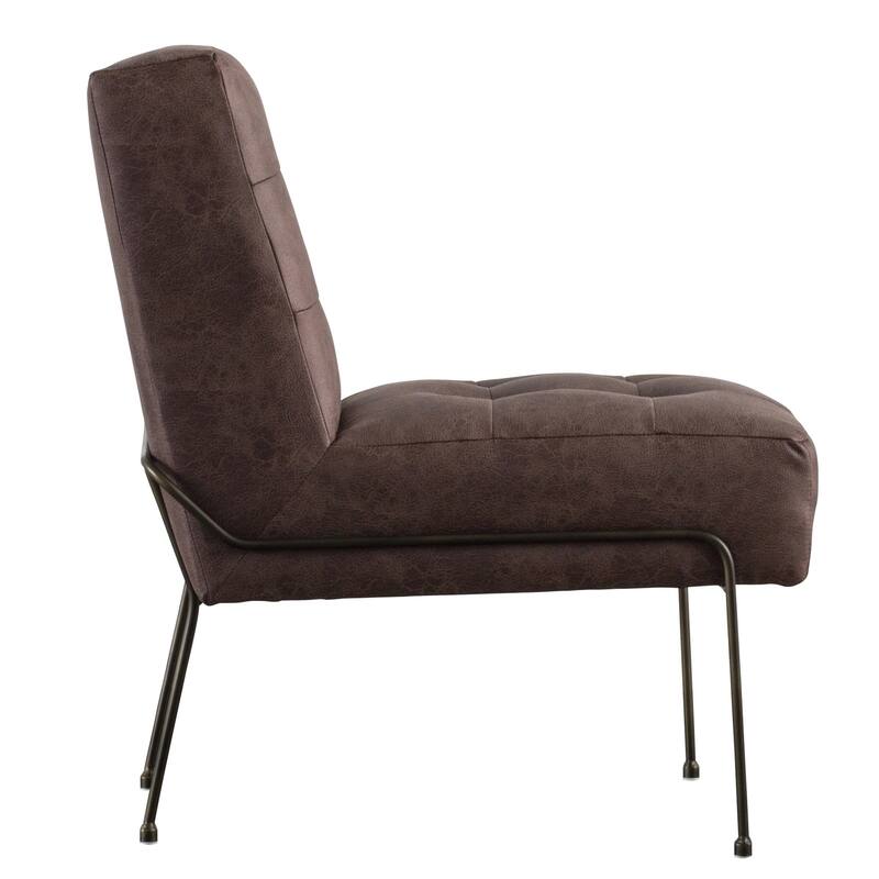 Quebec Modern Leather Lounge Chair with Gold Tone Base