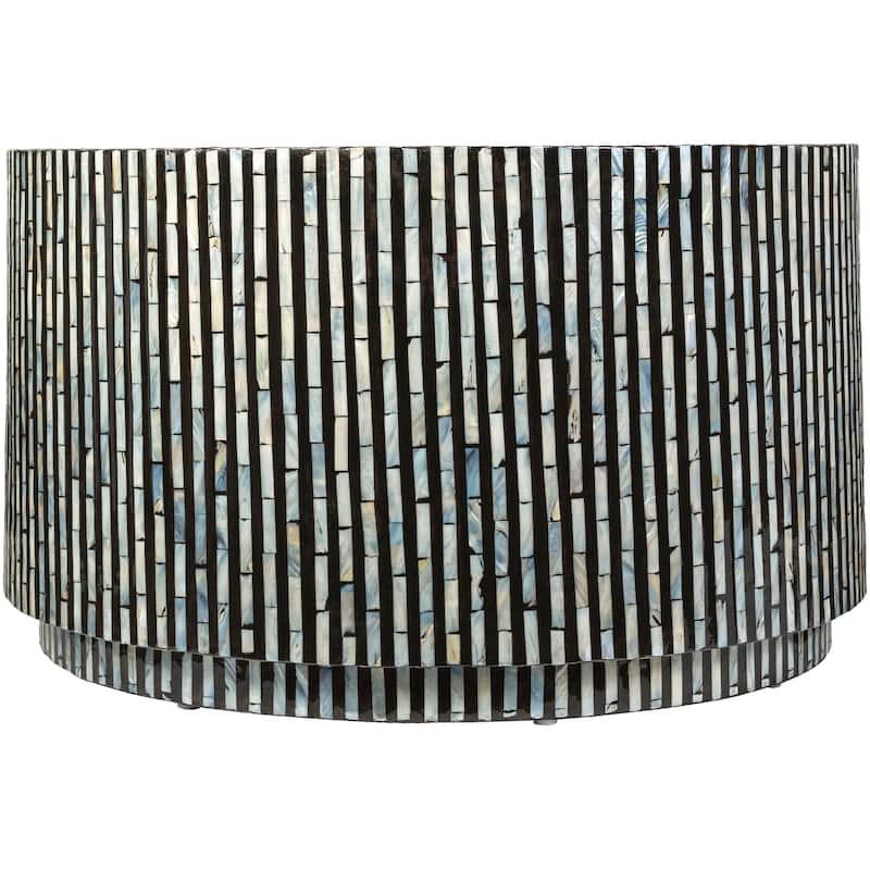 Sanya Round Mother of Pearl Tiled Coffee Table - 17"H x 30"W x 30"D