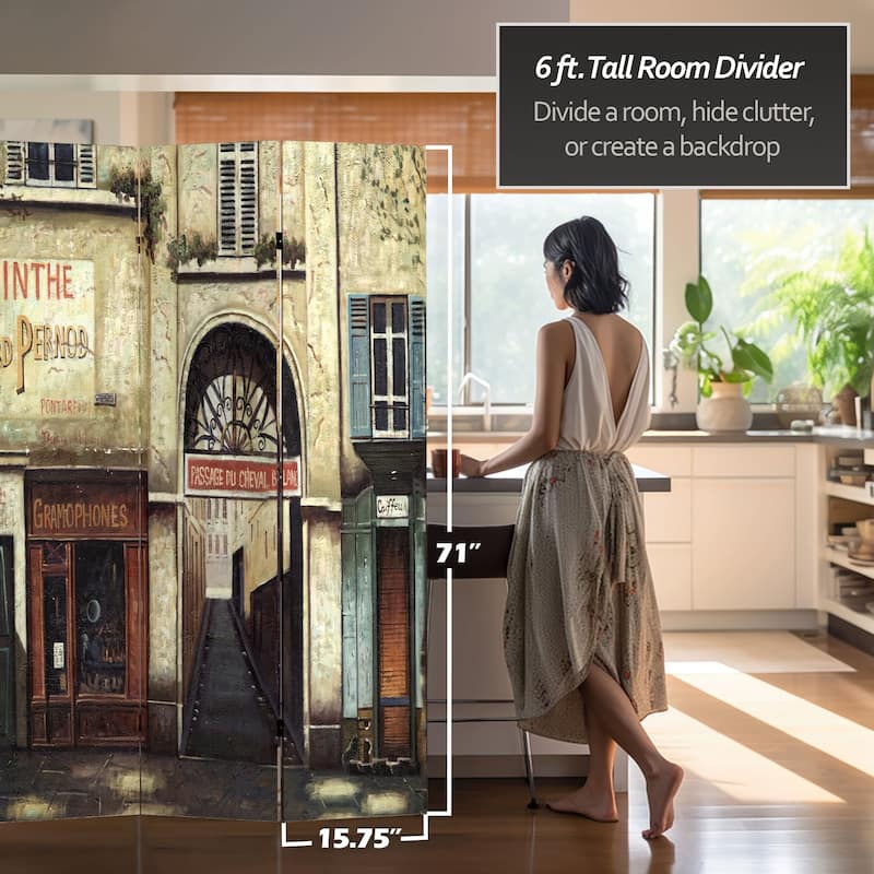 Canvas Double-sided French Cafe 6-foot Room Divider (China)