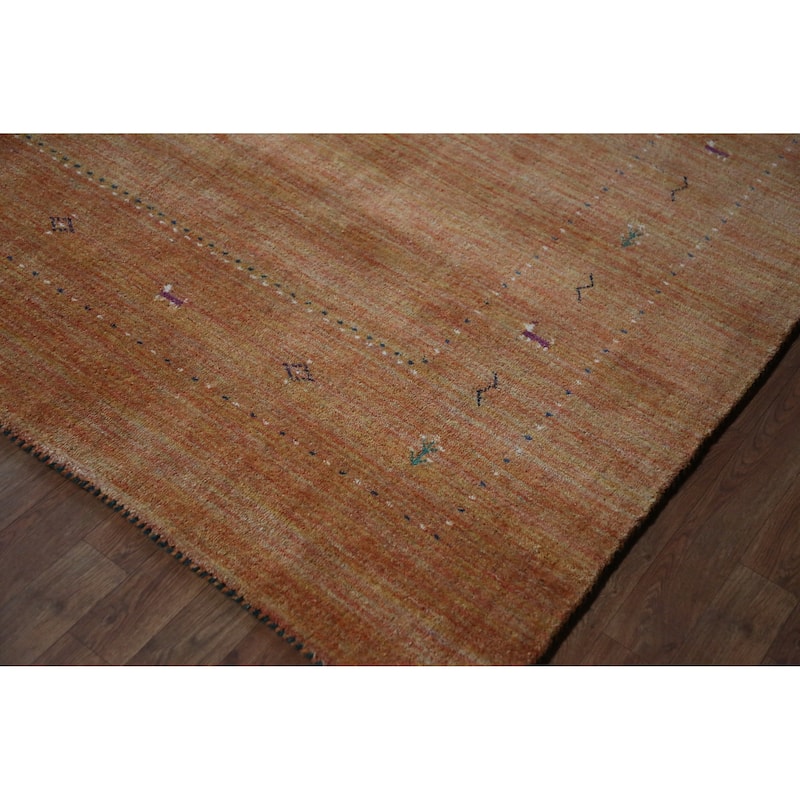 Hand Knotted Oriental 100% Wool Carpet Tribal Tribal Oranges & Rust Gabbeh Area Rug - 9' 9'' X 8' 1''