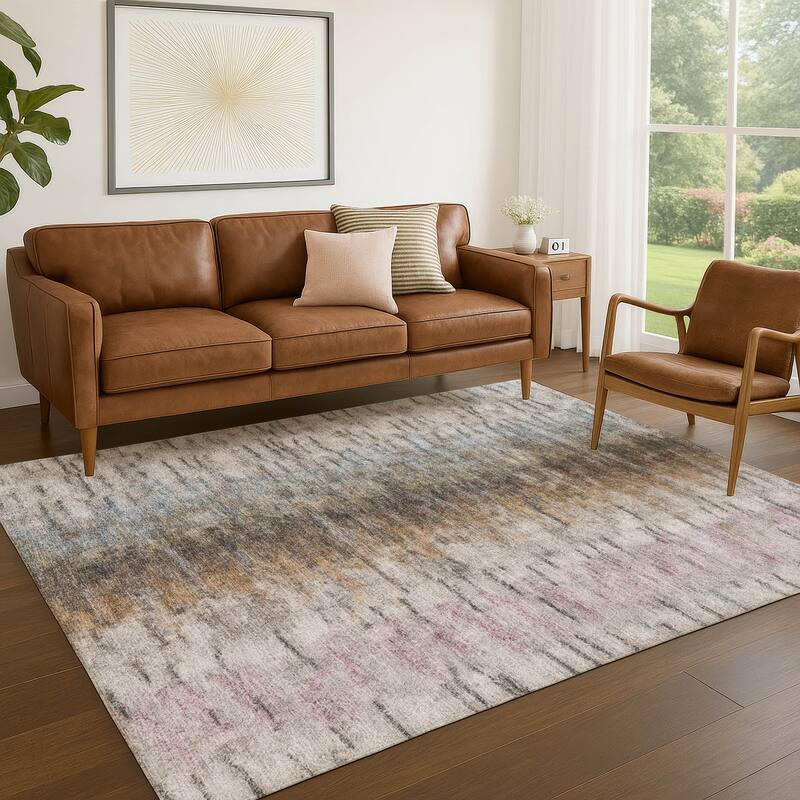 Machine Washable Indoor/ Outdoor Contemporary Ombre Chantille Rug