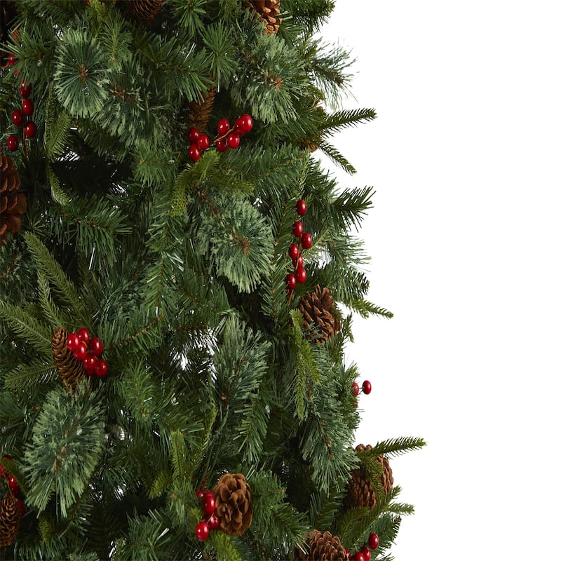 7.5’ Norway Cone Berry Pine Artificial Christmas Tree Clear LED - 7.5 Foot