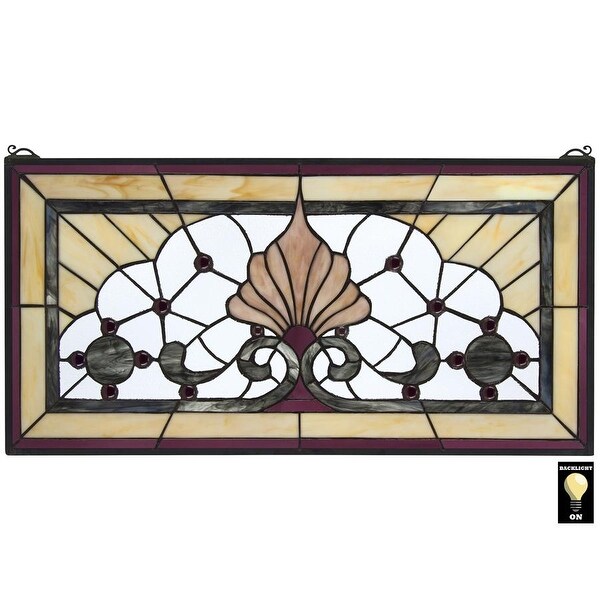 Design Toscano Palladios DemiLune Stained Glass Window On Sale Bed