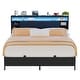 preview thumbnail 71 of 75, Bed Frame with Charging Station and RGB LED Lights, Sturdy Platform Bed with Storage Headboard, Black - Queen
