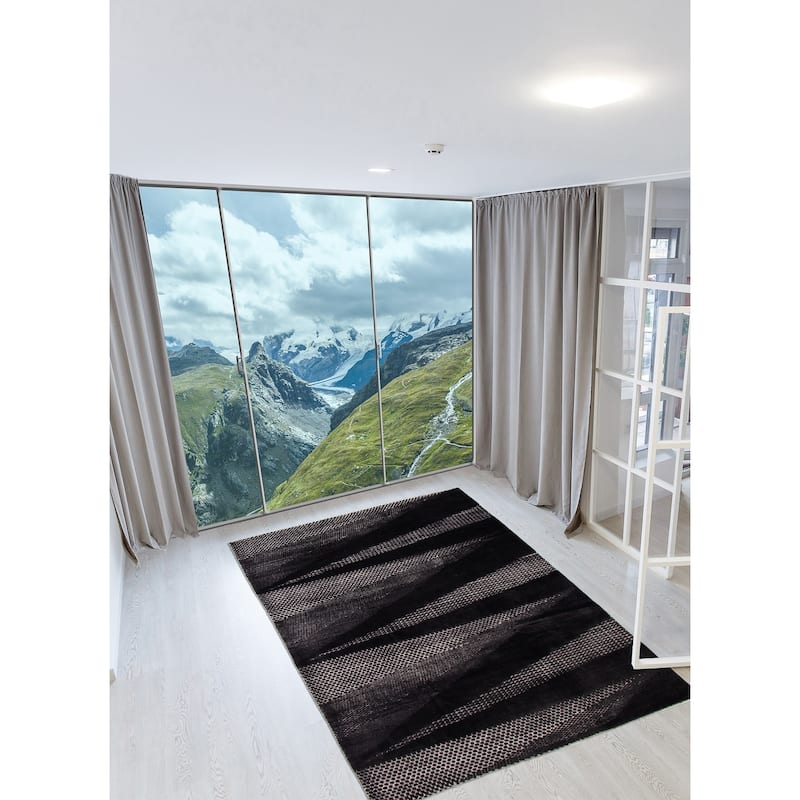 ECARPETGALLERY Hand-knotted Tangier Black Wool Rug - 8'2 x 11'6