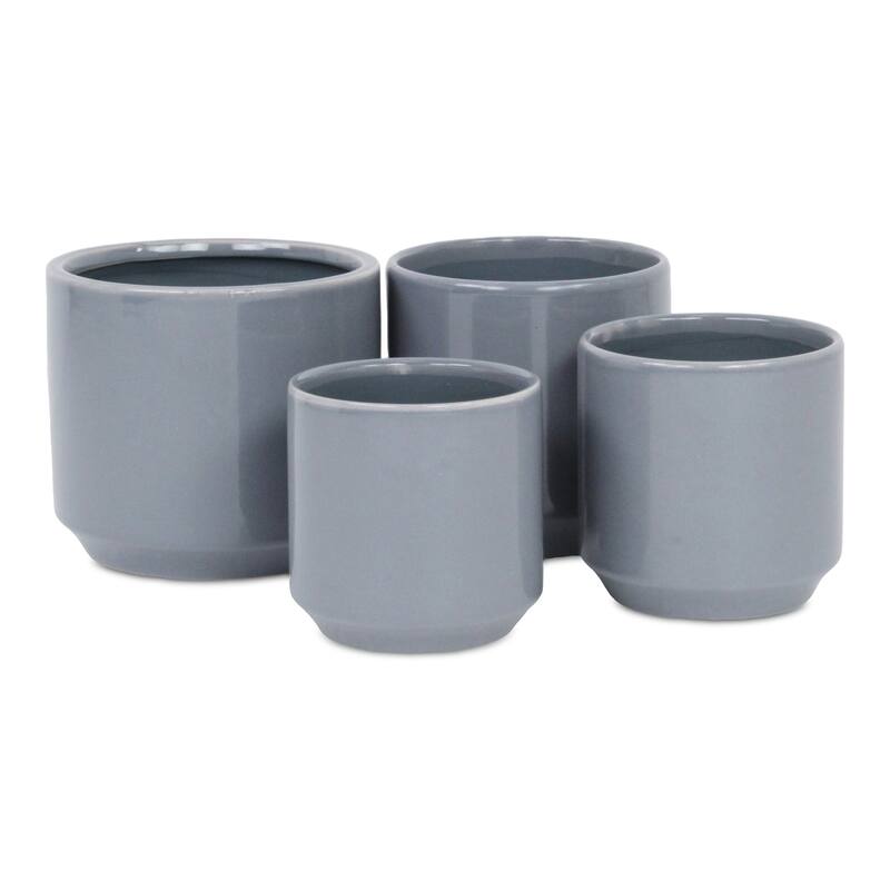 Elegora Straight Side Solid Color Ceramic Pot - Gray