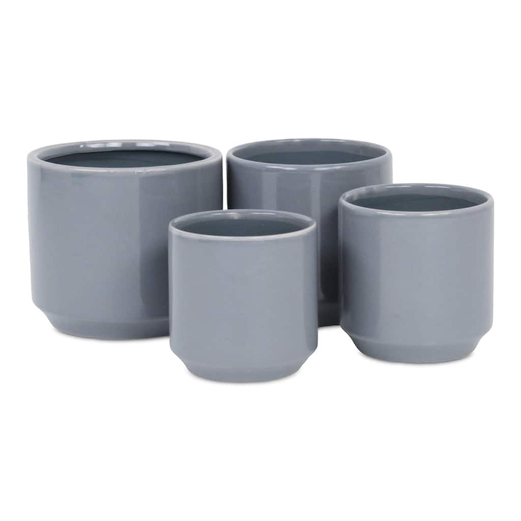 Elegora Straight Side Solid Color Ceramic Pot - Gray