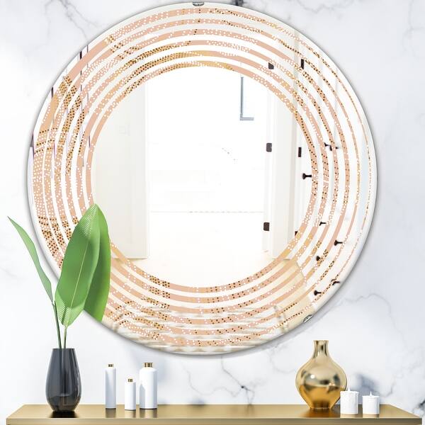 Designart Rose Gold Abstract Geometry Luxury Modern Round Or Oval Wall Mirror Wave On Sale Overstock 29907945