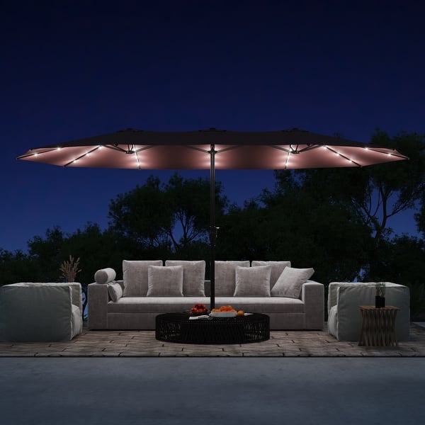 15 x 9 patio umbrella with lights Double-Sided Patio Umbrella with Solar LED Lights, 15' x 9' - On Sale - Bed  Bath & Beyond