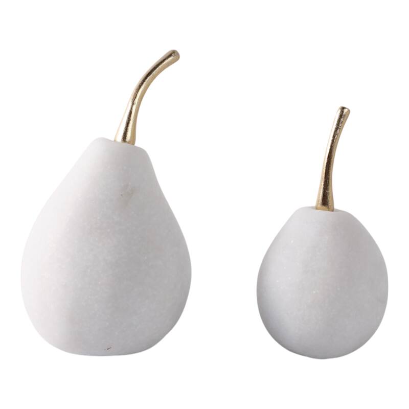 Polyresin Decorative Object Stem Pear-Shaped (Set of 2) - 7/6" White - 4" x 4" x 7.5"