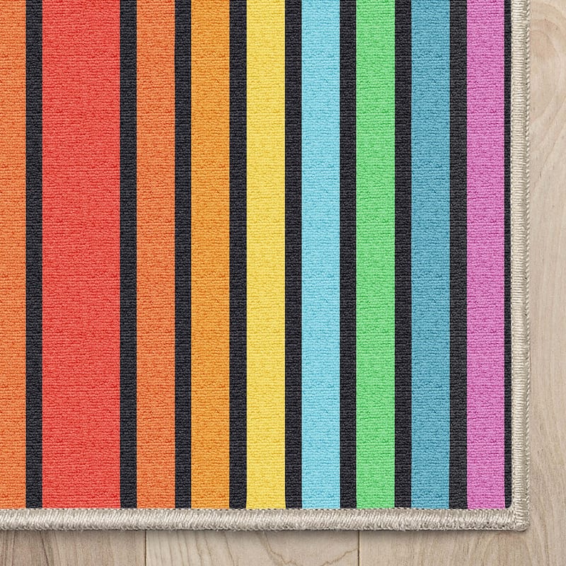 Well Woven Crayola Modern Geometric Stripes Dining Bedroom Playroom Rug
