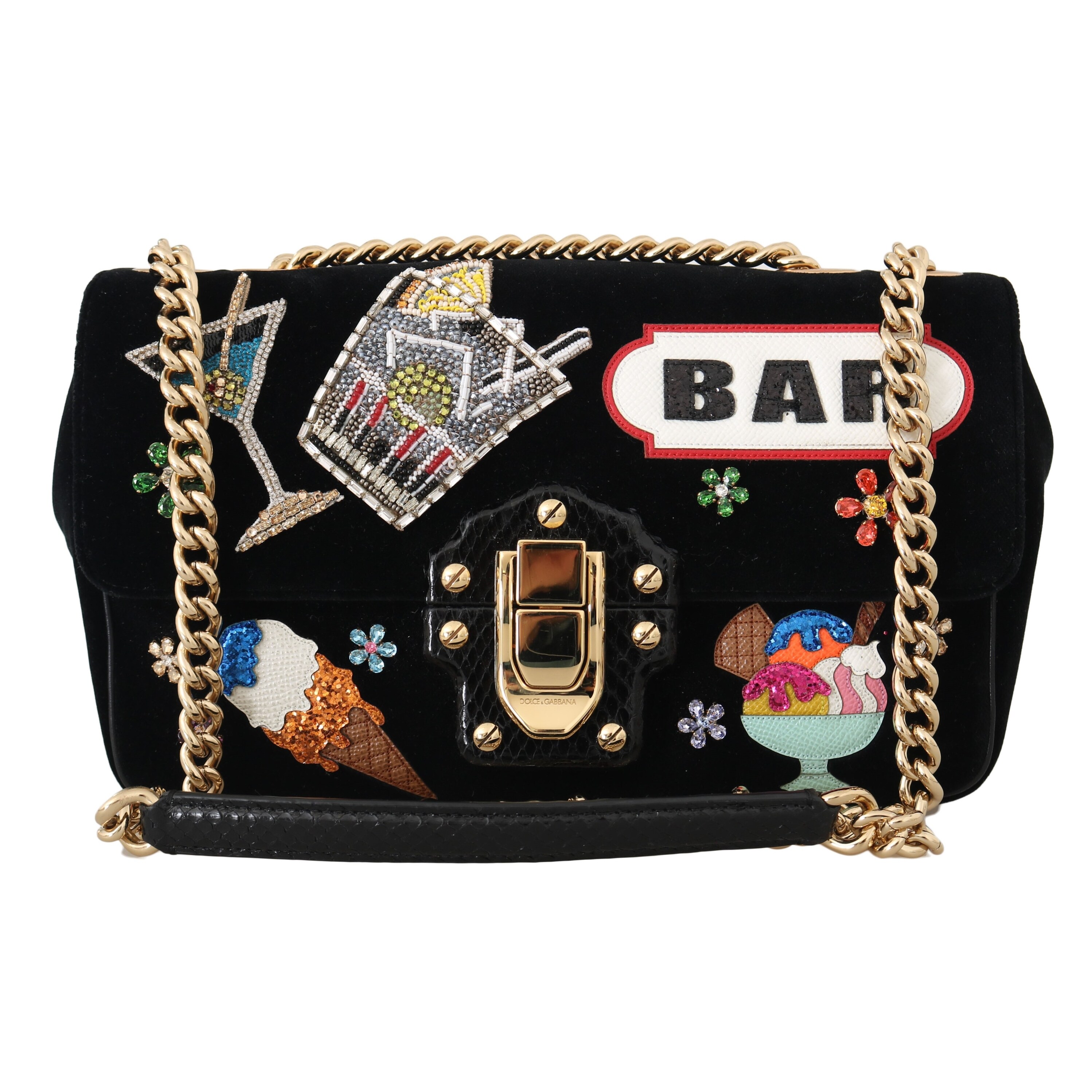 Shop Dolce Gabbana Lucia Black Velvet Crystal Bar Shoulder Women S Purse One Size Overstock 29256721